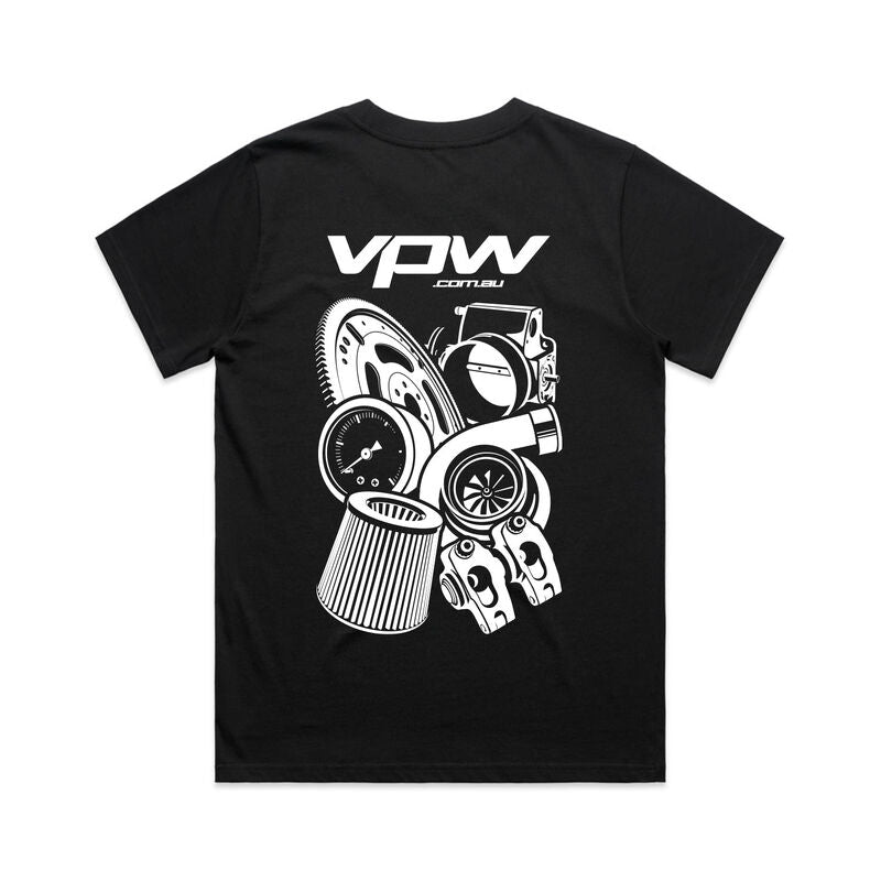 VPW Parts Mural T-Shirt, Black, Cotton, Women's XL