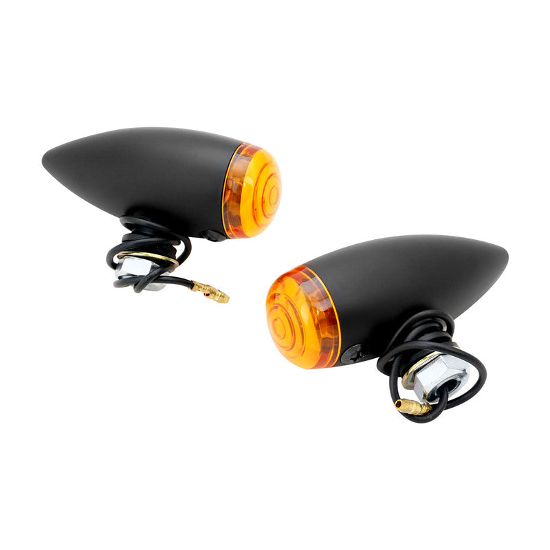 Attitude Inc Turn Signal Indicator , Bullet Retro , Aluminium Black, For Harley Customs, Set