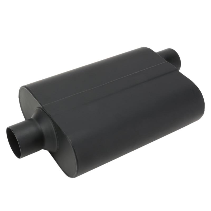 Proflow Muffler, 3.00 in, Black Compact Flow Chamber II, Side Inlet To 3.00 in. Centre Outlet, 9.75" x 13" x 4" body, Each