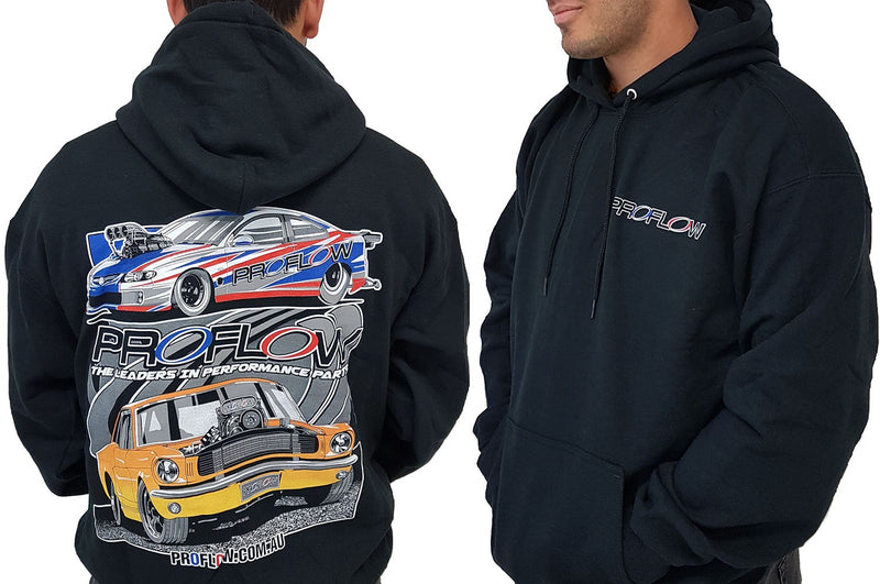Proflow Car Mural Sweatshirt, Hooded, Cotton/Polyester, Black, Men's X-Large