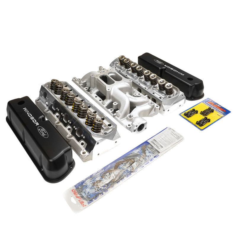 Proflow Cylinder Head AirMax 185 & Intake Kit, Manifold, AirMax, Dual Plane, Aluminium, Natural, Square Bore, For Ford, 289/302, Each