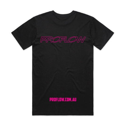 Proflow Pink Logo T-Shirt, Cotton, Black, Men's