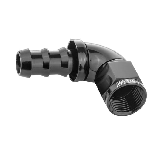 Proflow 90 Degree Fitting Hose End Full Flow 5/16in. Barb to Female -06AN, Black