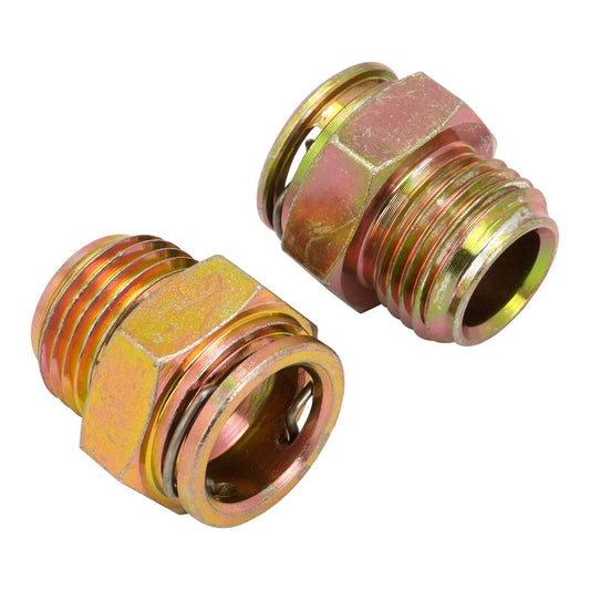 Proflow Transmission Cooler Fitting Adaptor, Suit VE/VF Radiator Ports, 5/8"-18 Male Inverted Flare To 3/8" Quick Connect, Steel, Pair