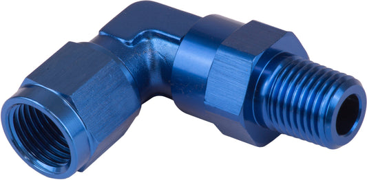 Proflow Adaptor Male -10AN 90 Degree To 1/2in. NPT Swivel, Blue