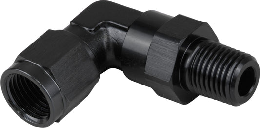 Proflow Adaptor Male -10AN 90 Degree To 1/2in. NPT Swivel, Black