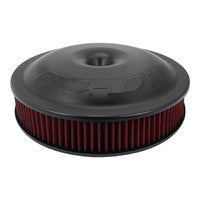 Proflow Air Filter Assembly, 14in. Diameter x 3in. Height, Race, Spun Aluminium, Black, 5-1/8 in. Recessed Base