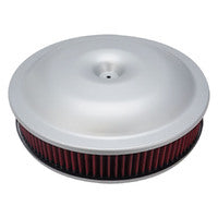 Proflow Air Filter Assembly, 14in. Diameter x 3in. Height, Race, Spun Aluminium, Silver, 5-1/8 in. Recessed Base