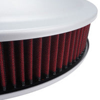 Proflow Air Filter Assembly, 14in. Diameter x 3in. Height, Race, Spun Aluminium, Silver, 5-1/8 in. Recessed Base