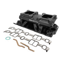 Proflow SuperMax EFI Intake Quad Manifold Kit, Fuel Rails, Tunnel Ram, Fabricated Black, 4150 Throttle Body Silver, Kit