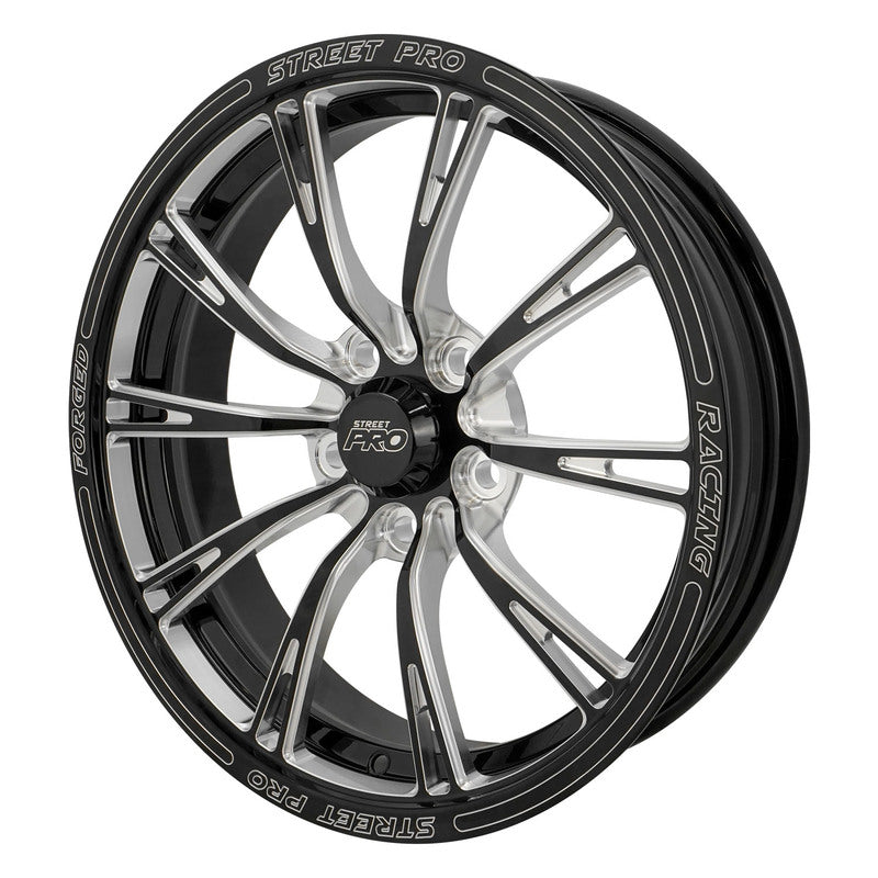 Street Pro 009 Series Forged Wheel, Front 17x4.5'' / 2.25'' Backspace (-13) / 5x4.50" Bolt Circle Ford, Gloss Black Milled