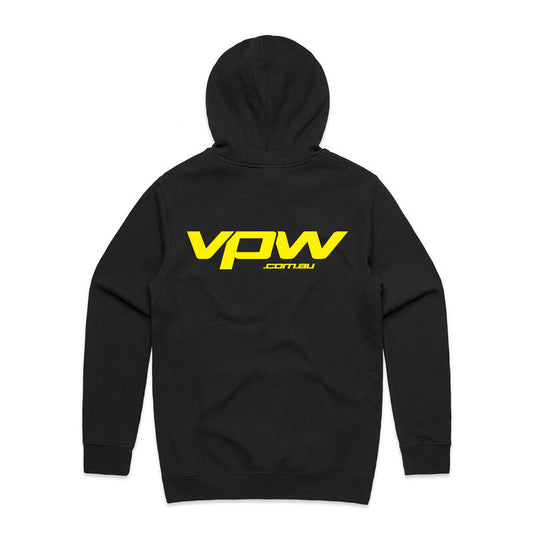 VPW Yellow Logo Hooded Sweatshirt, Cotton, Polyester, Black, Small