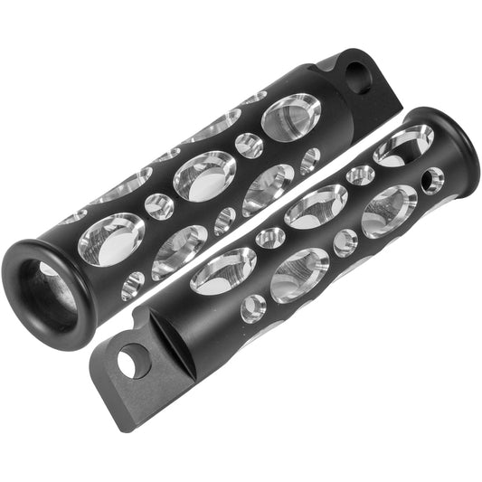 Attitude Inc Foot Peg Set, Billet Machined Grater Oval, Foot Peg for Harley, Black Pair