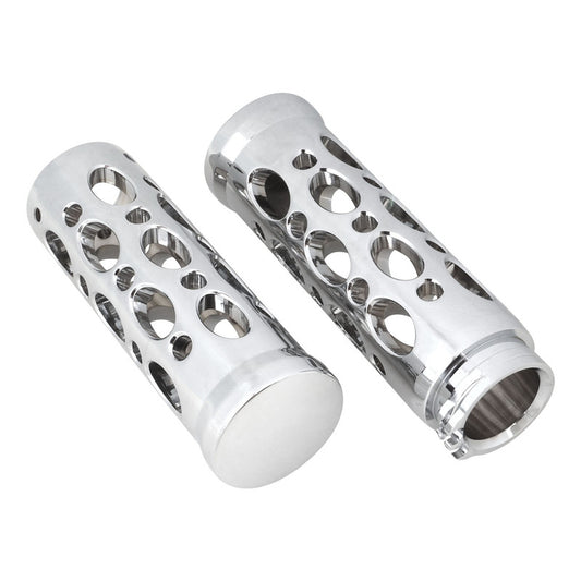 Attitude Inc Billet Handle Bar Grips, Hand Grips For Harley ,Grater Style, Chrome, Set