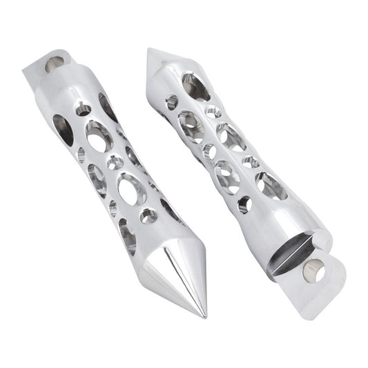 Attitude Inc Foot Peg Set , Aluminium Gator Style Spiked, Chrome , For Harley , Set