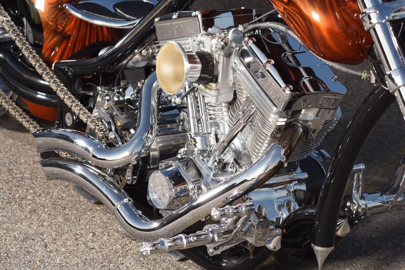 Attitude Inc, Stealth Chrome Headers, Exhuast Kit, Suit Harley Aftermarket Frame, Right Hand Drive, Chrome, Heathields Attached, Kit