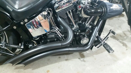 Attitude Inc, Razors Black Headers, Exhuast Kit, Big Radius Suit Harley Softail 1986-2017, Black, Heathields Attached, Kit