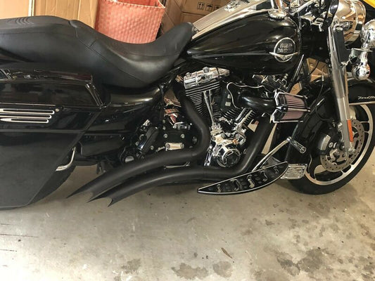 Attitude Inc, Razors Black Headers, Exhaust Kit, Big Radius Suit Harley FLH 1995-2006 & 2010-2016 FLHT Bagger, Black with HeatShields, Kit