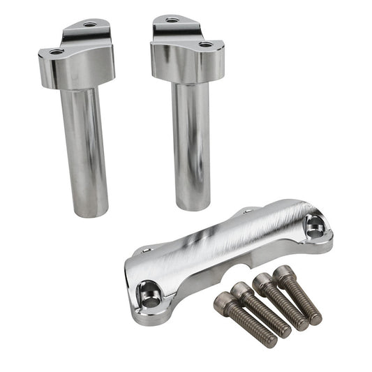 Attitude Inc Handlebar Riser kit, Suit Harley 4.5 inch high, Aluminium Chrome/Machined, Set