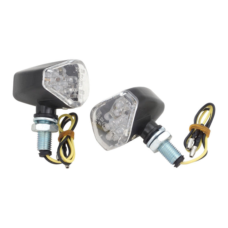 Attitude lnc Turn Signal Lights, Clear Indicators, LED, Plastic Body Black, For Harley Custom, Set