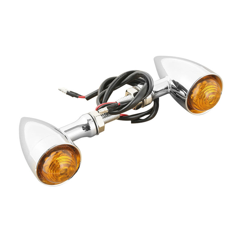 Attitude Inc Universal Turn Signal Indicator, Bullet Retro, LED, Billet Aluminium Chrome, For Harley Customs, Set