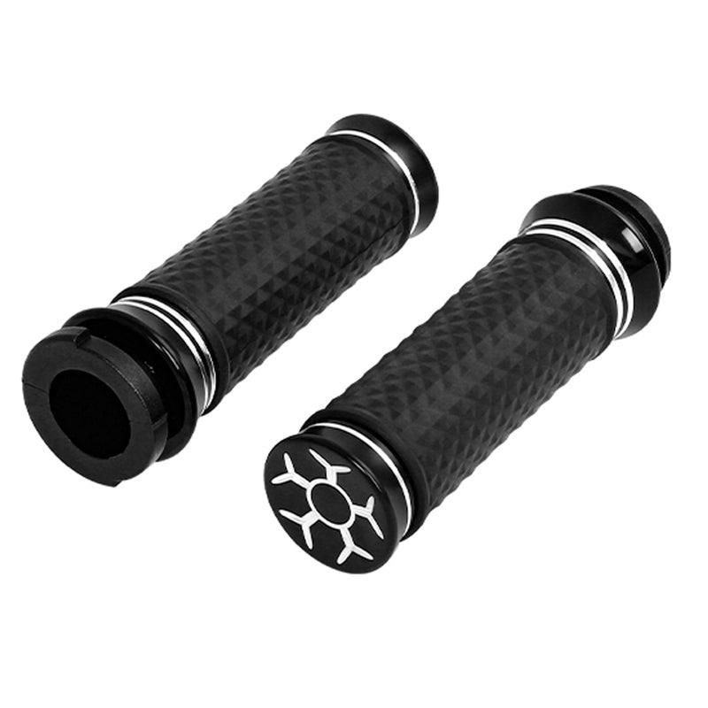 Attitude Inc Handlebar Hand Grips, Black CNC Machined/ Rubber Gel Grip, 1 in, Handlebar, For Harley Breakout 114 FXBRS Road Glide FLTRX 15-20, Pair