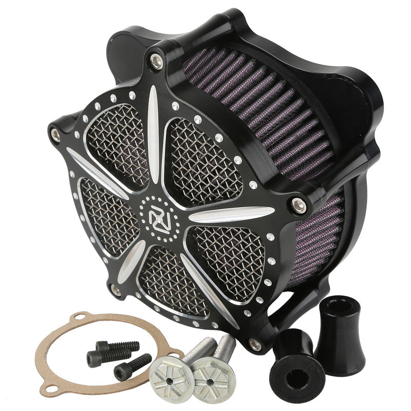 Attitude Inc Aluminium CNC Machined Air Filter Assembly ,EFI, For Harley Electra Glide Custom ,Black Machined Billet ,Kit