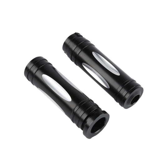 Attitude Inc Handlebar Hand Grips, Black Machined, 1 in, Handlebar, For Harley Touring Sportster Dyna VRSC, Pair