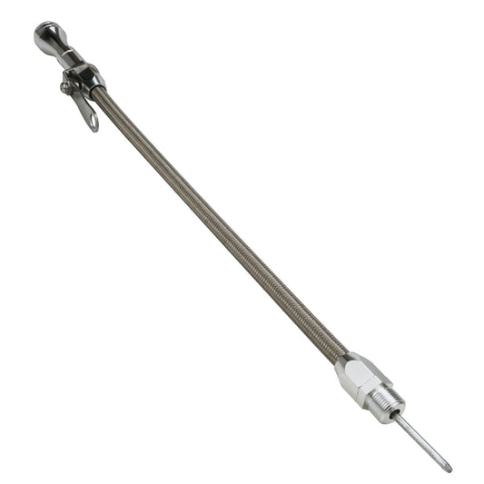 Proflow Engine Oil Dip Stick Stainless Steel Flexible For Ford 289-351, 302-351C, 390-428, 429-460, Bronco & Aftermarket Pan, 5/8"-18 With Screw-In