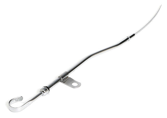 Proflow Engine Oil Dipstick with Tube, To Pan, Steel, Chrome, SBF, Windsor V8, 351, Each