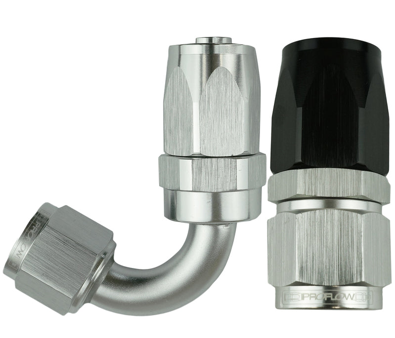 Proflow 120 DEG HOSE END -04 BLACK/SILVER