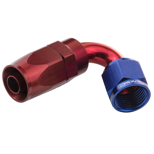 Proflow 120 Degree Hose End -16AN Hose to Female, Blue/Red