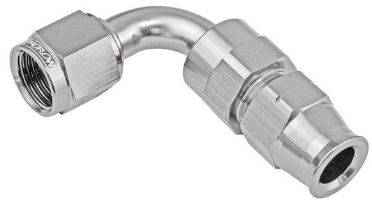 Proflow 1/2in. Tube 90 Degree To Female -08AN Hose End Tube Adaptor, Silver