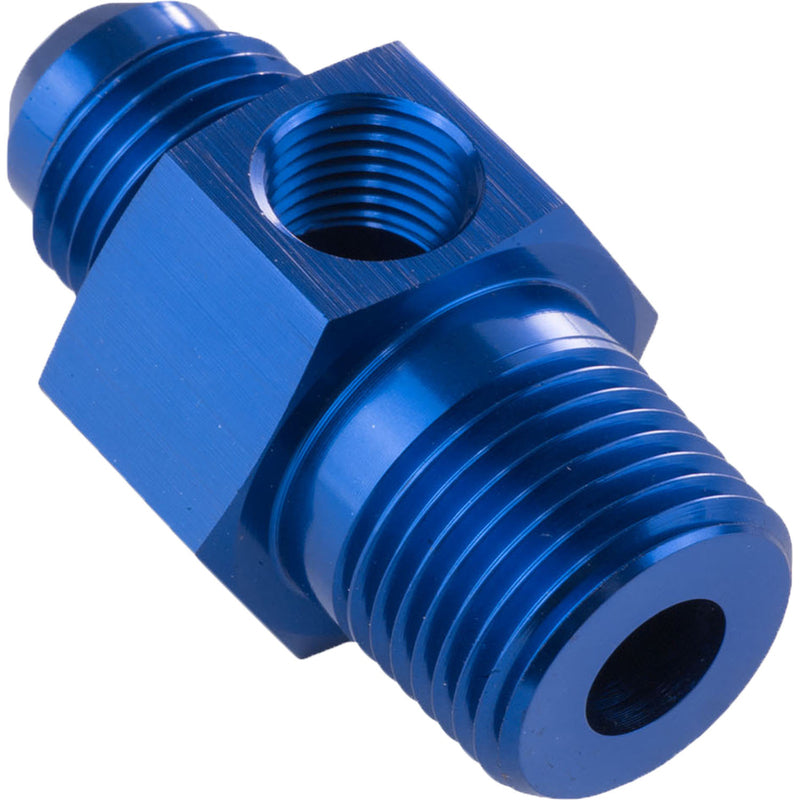 Proflow Male Adaptor 3/8in. NPT To -06AN 1/8in. NPT Gauge Port Hose End, Blue