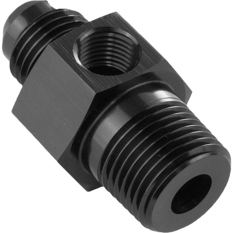 Proflow Male Adaptor 3/8in. NPT To -06AN 1/8in. NPT Gauge Port Hose End, Black