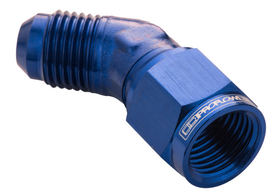 Proflow 45 Degree Male Adaptor - Female Adaptor Swivel Coupler Hose End -04AN, Blue