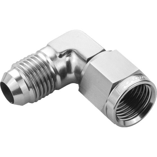 Proflow 90 Degree Male Adaptor - Female Adaptor Swivel Coupler Hose End -12AN, Silver