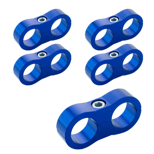 Proflow Aluminium Hose & Tubing Clamp Separators, 5 pack, Clamp 5mm ID Hole, Blue