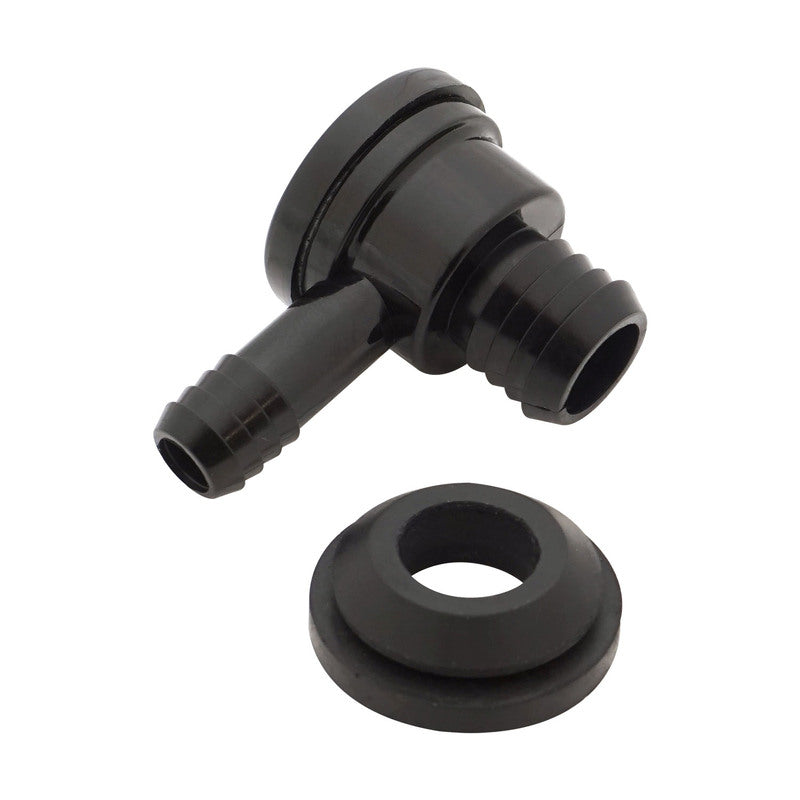 Proflow Brake Booster Check Valve, Black Plastic, 3/8in. Hose Barb, Includes Grommet, Each