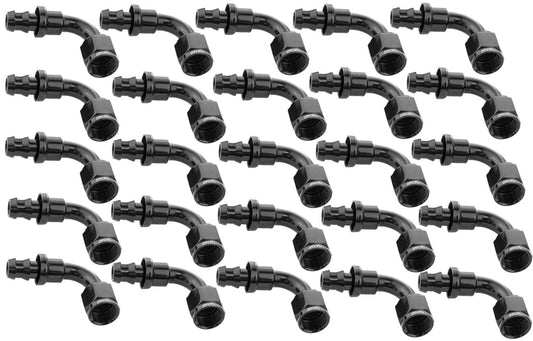 Proflow Bulk Pack 90 Degree Push On Hose End -08AN, 25pc, Black