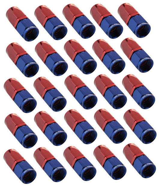 Proflow Bulk Pack Fitting Hose End Straight Full Flow -08AN, Blue/Red, 25pc