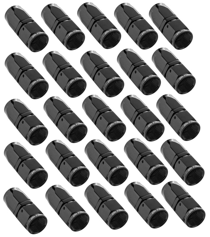 Proflow Bulk Pack Fitting Hose End Straight Full Flow -08AN, Black, 25pc