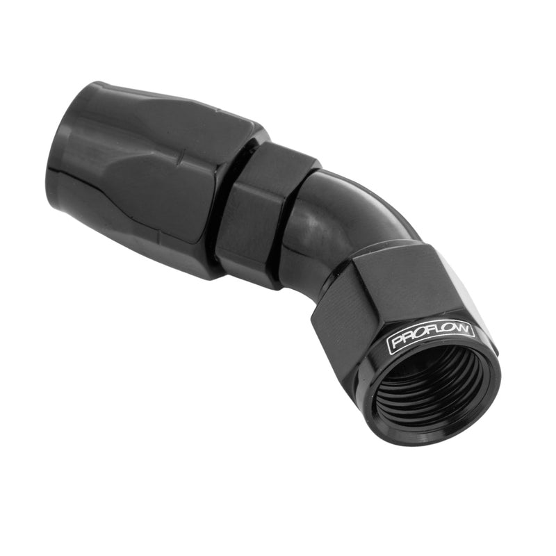 Proflow Fitting Hose End 45 Degree Full Flow -04AN, Black