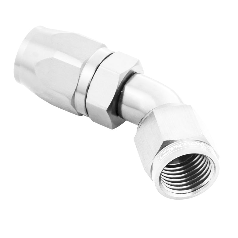 Proflow Fitting Hose End 45 Degree Full Flow -12AN, Polished