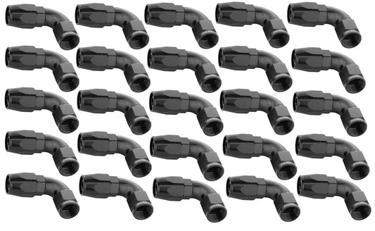 Proflow Bulk Pack Cutter Hose End 90 Degree -06AN, Black, 25pc