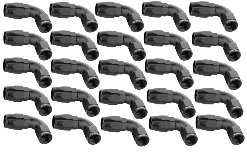 Proflow Bulk Pack Cutter Hose End 90 Degree -08AN, Black, 25pc