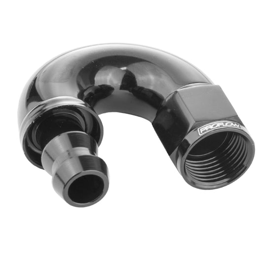 Proflow 180 Degree Fitting Hose End Full Flow Barb to Female -10AN, Black