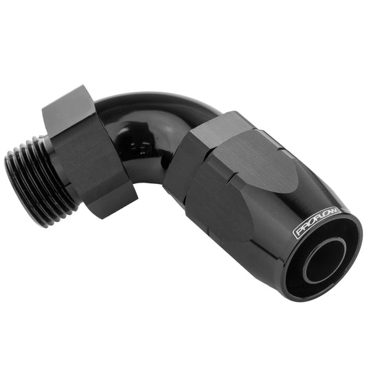 Proflow 90 Degree Fitting Hose End -08AN Orb Male To -10AN, Black