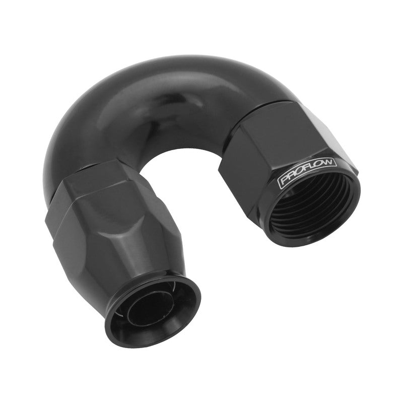 Proflow 180 Degree Fitting Hose End AN6 Suit PTFE Hose, Black