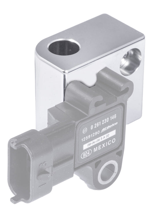 Proflow GM LS Engine MAP Sensor Relocation Block, Suits LS2/LS3 MAP Sensor, w/ 1/8" NPT Port, Silver